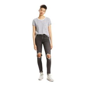 Levi 721 High Rise Ripped Skinny Jean. Black Size 24 #804
